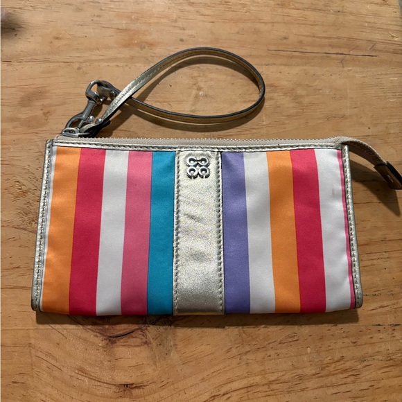 Coach Julia Legacy Stripe Wristlet - Picture 1 of 5